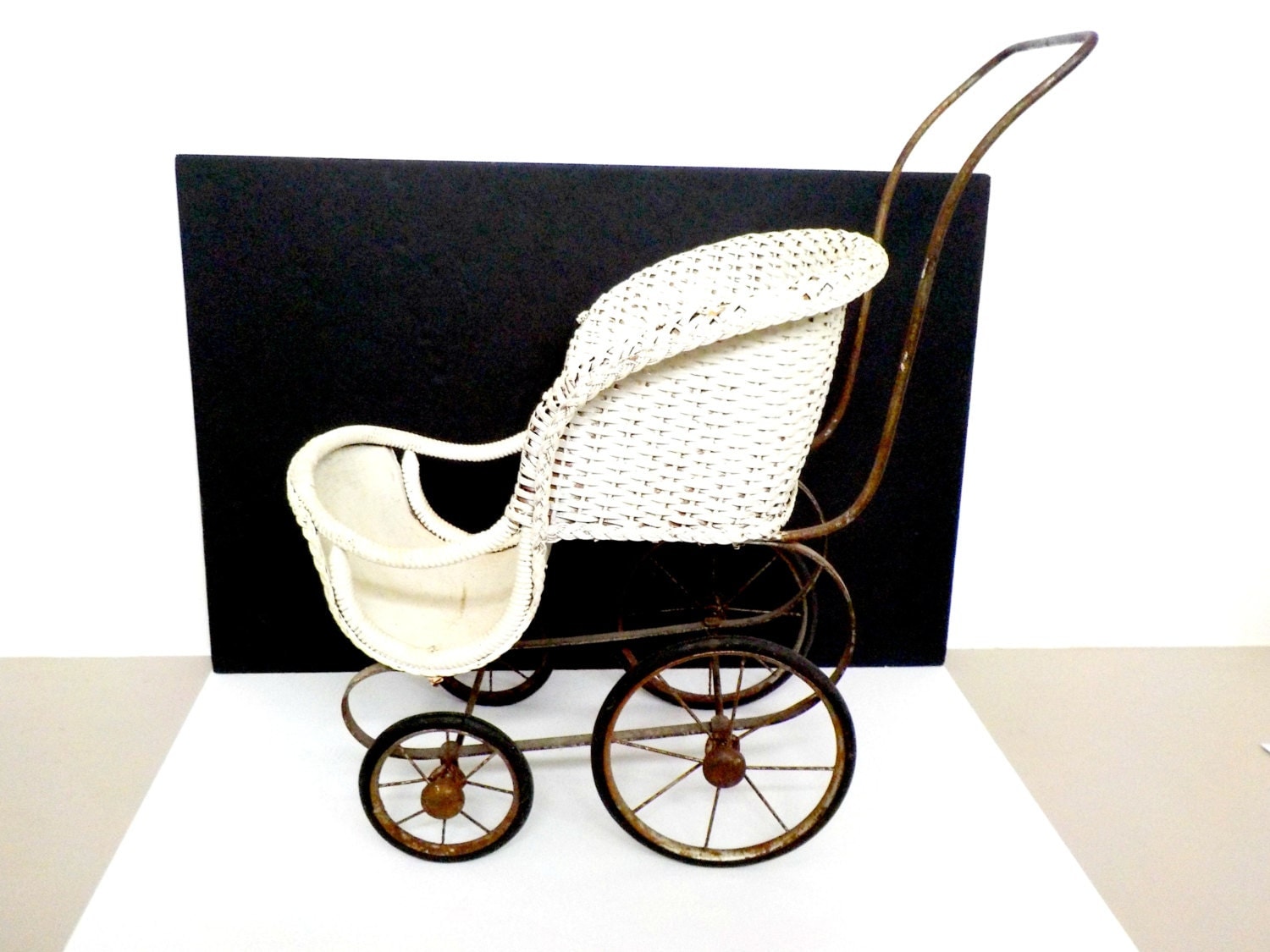 wicker doll stroller