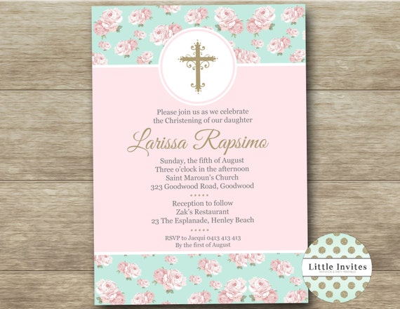 Shabby Chic Invitations For Bautismo 7