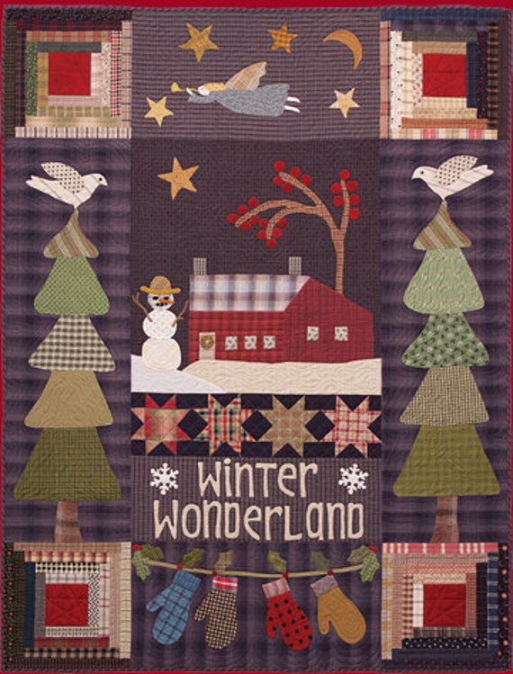 Primitive Folk Art Quilt Pattern Winter Wonderland Quilt