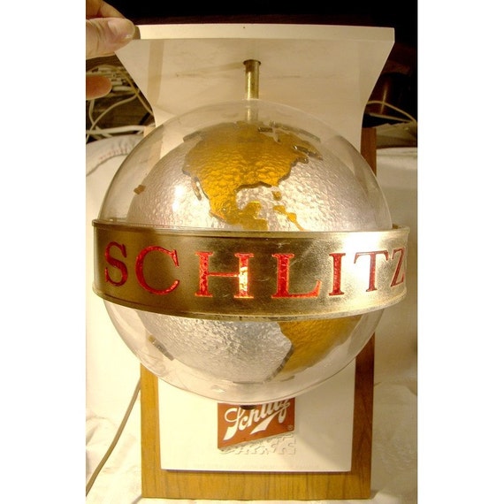 Schlitz Beer Spinning Globe Revolving Light Bar Sign Lamp