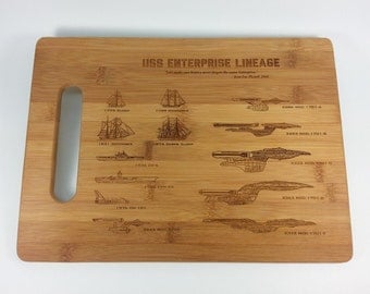 Star Trek Art Cutting Board , Science Art Engraved Bamboo Cutting Board Large Size