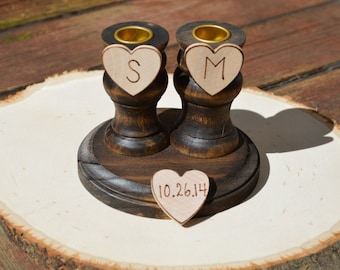 rustic unity candle holders , farm wedding unity candle set, shabby chic wedding decor, set of 3