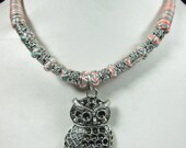 artisan handcrafted Unique Owl Pendant Necklace/ Handmade Necklace/Choker Necklace/ Sterling Silver Necklace