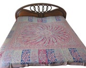 Pashmina Bedspreads Vintage Indian Bedding King Size Bed Blue Maroon Medallion