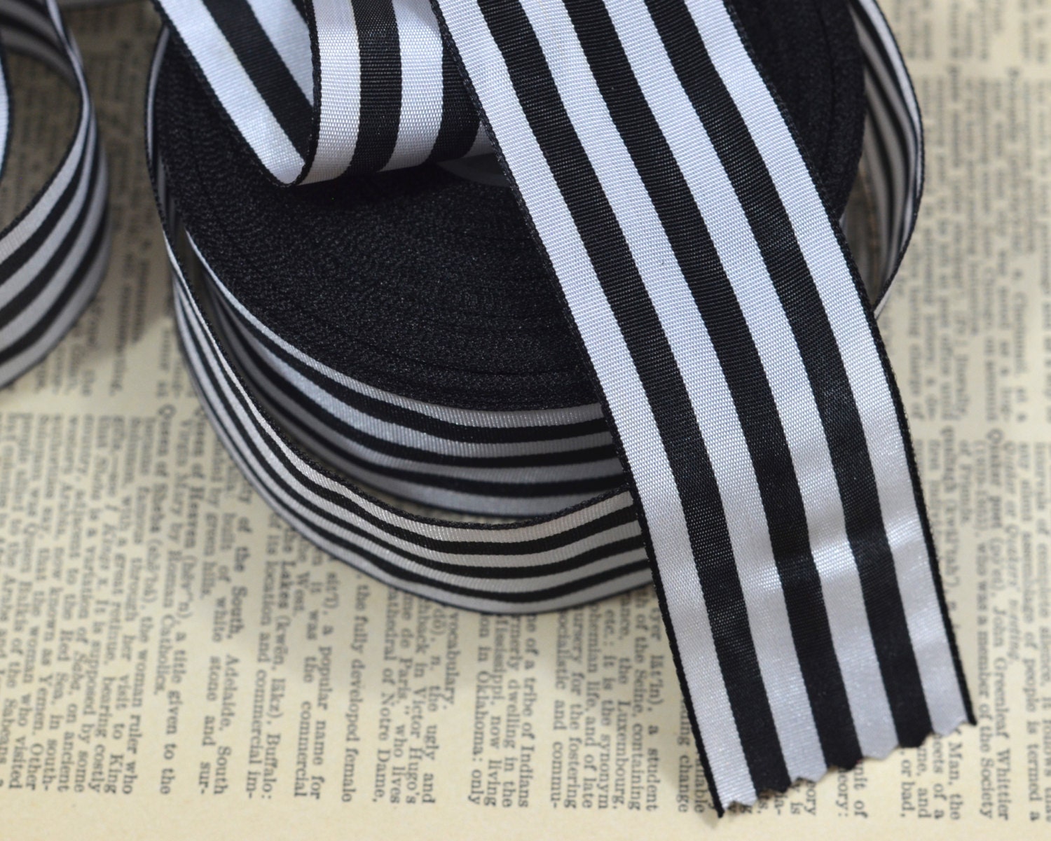 black and white striped ribbon