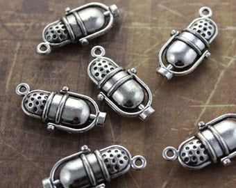 10 Microphone Charms Music Instruments Charms Microphone Pendants Antiqued Silver Tone 13 x 23mm