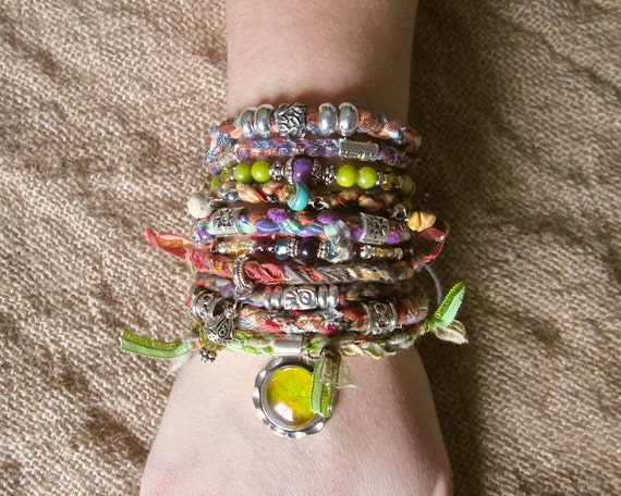 Colorful Boho Gypsy Bangles Beaded Bohemian Bracelet Vintage