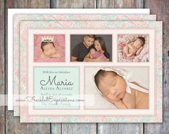 Baby Girl Birth Announcement-Blocks