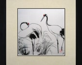King Silk Art 100% Handmade Embroidery Two Japanese Cranes Oriental Framed Wall Hanging Art Decoration Artwork Picture Gifts 31033WF