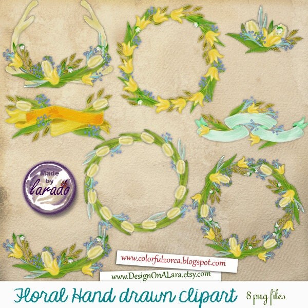 Floral Clipart Wedding Floral Clip Art Hand Drawn Flowers