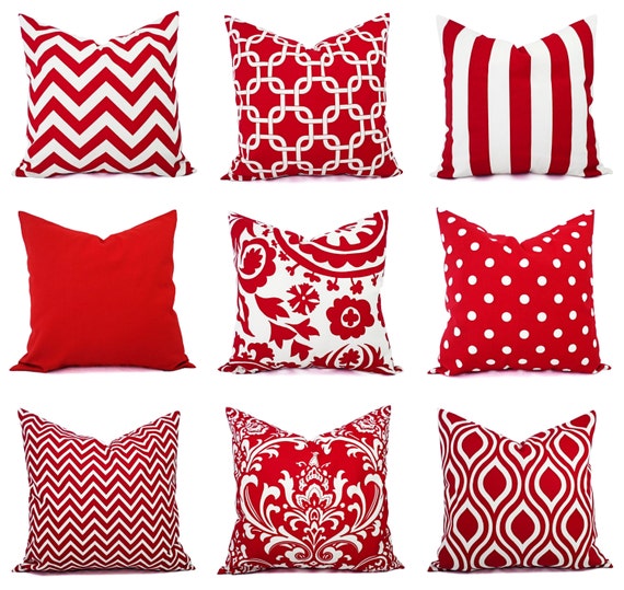 Red Lumbar Pillow Cover 12 x 16 or 12 x 18 by CastawayCoveDecor