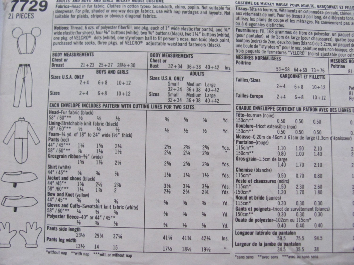 Mickey Mouse Costume Sewing Pattern Kids Sizes 2 and 4 Chest