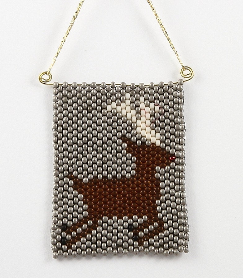 Peyote Stitch Reindeer Ornament