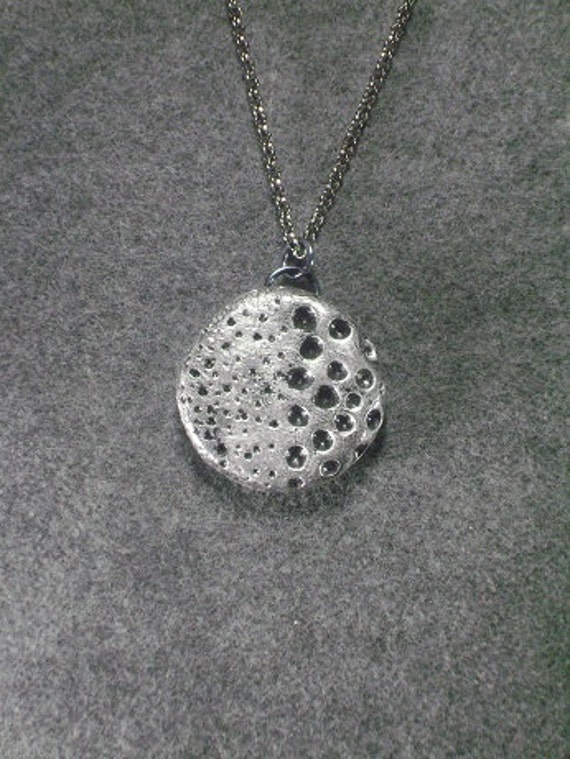 Moon pendant polymer clay sparkling silver moon pendant