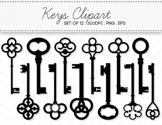 Vintage Key Clipart Vector EPS / Digital Skeleton Keys