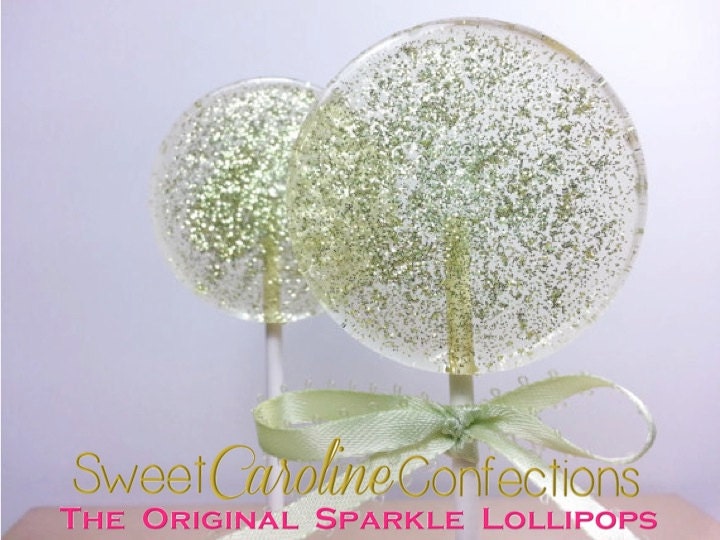 Green Wedding Favors Hard Candy Lollipops by SweetCarolineConfect