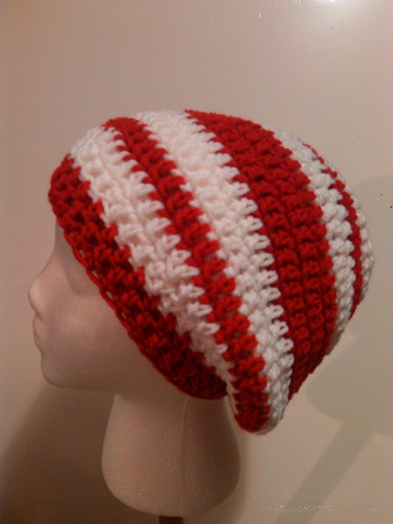 Red and White Crochet Hat Red and by NoreensCrochetShop on Etsy