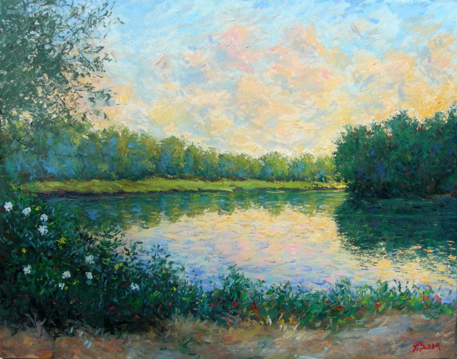 Original painting oil on canvas Impressionist landscape