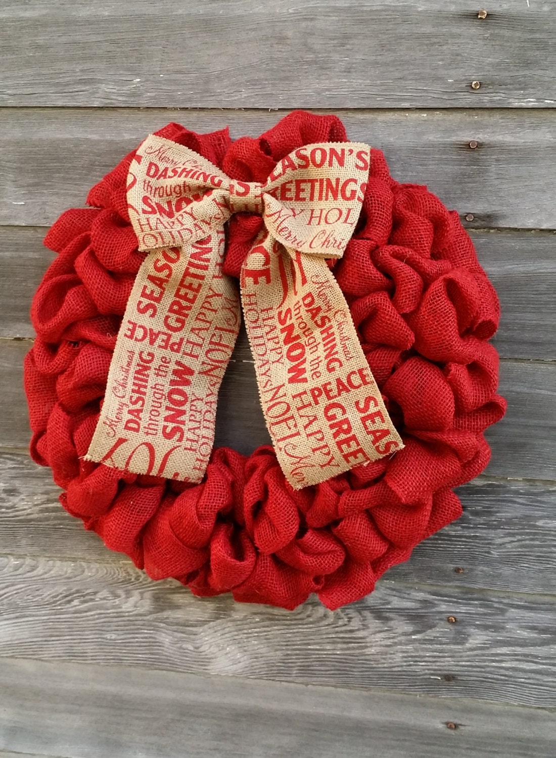 Red Burlap Christmas Wreath Front Door Wreath Wreaths
