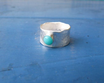 Textured Silver Band with Amazonite