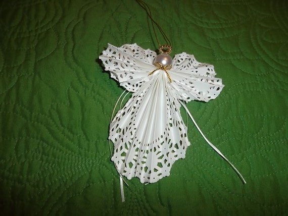 Lacy Paper Doily Angel Ornament