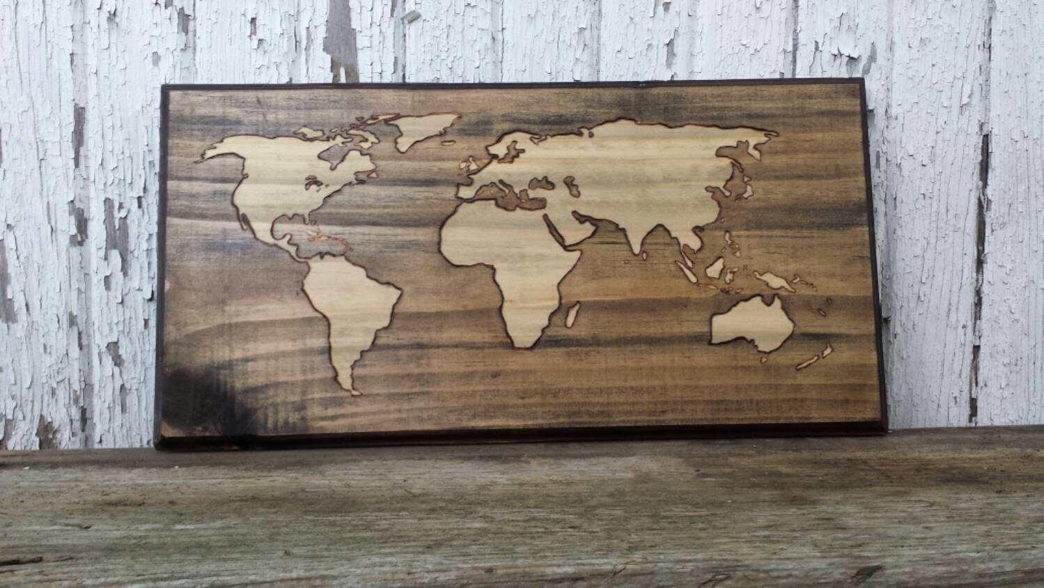 Wood Burned World Map