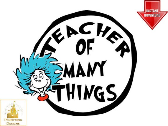 Download Teacher Dr. Seuss Suess Thing 1 and Thing 2 Logo T by ...