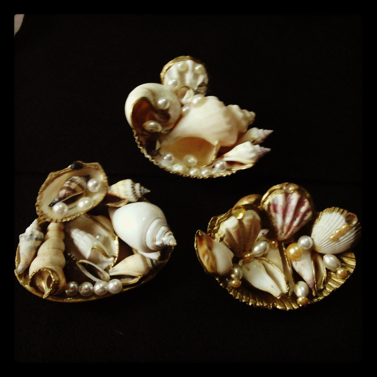 set of 3 decorative unique shells. by Dealwithitt on Etsy