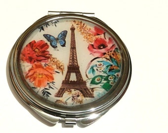 Eiffel Tower Accessory - Paris France - Compact Mirror - Party Favor - Bridesmaid gift