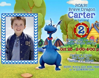 Digital Stuffy the Dragon Invitation, Stuffy the Dragon Invite, Doc McStuffins Invite, Stuffy Invite, Stuffy Invitation, Dragon Invitation
