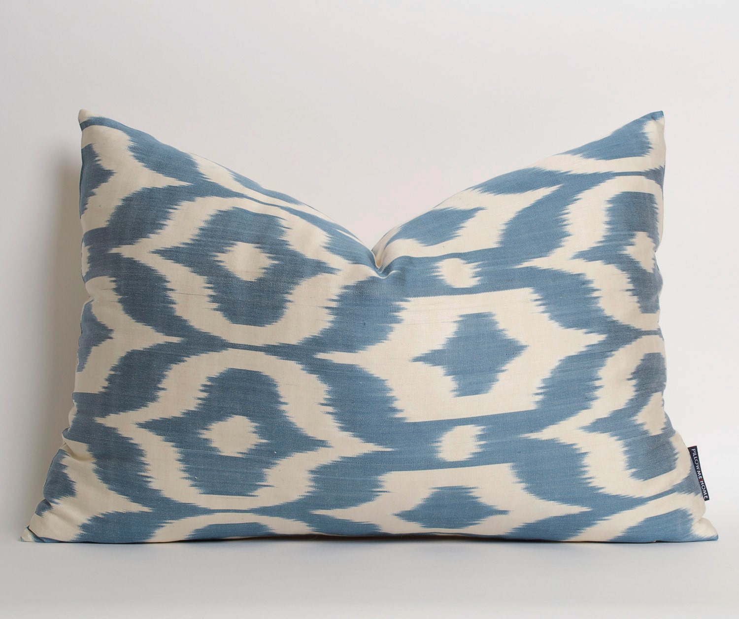 White Blue Silk Ikat Pillow Cover Blue Silk Ethnic Throw