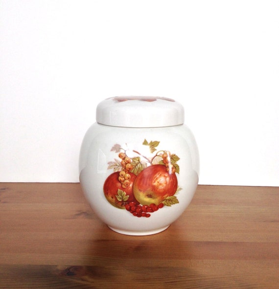 Vintage Sadler England tea caddy ceramic ginger jar fruit design
