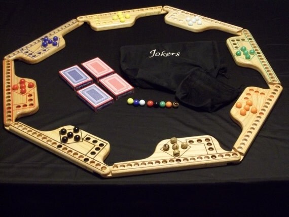 Jokers and Marbles 8 Player game in Pine