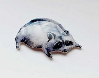 Raccoon brooch Raccoon jewelry Animal brooch Animal jewelry Gift for bestfriend Birthday gift Jewelry for teens for kids Grey jewelry