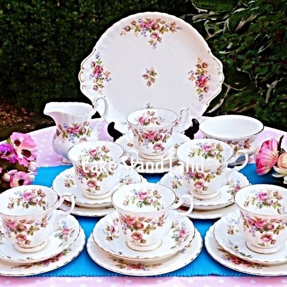 Royal Albert Moss Rose tea set for six