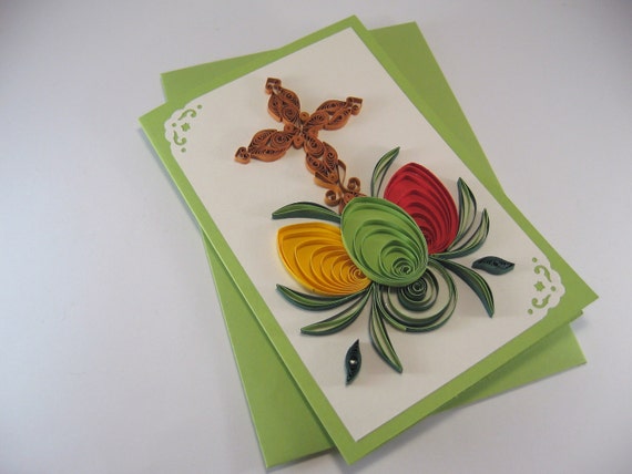 Easter Card Quilling Cross and Easter Eggs Paper Quilling