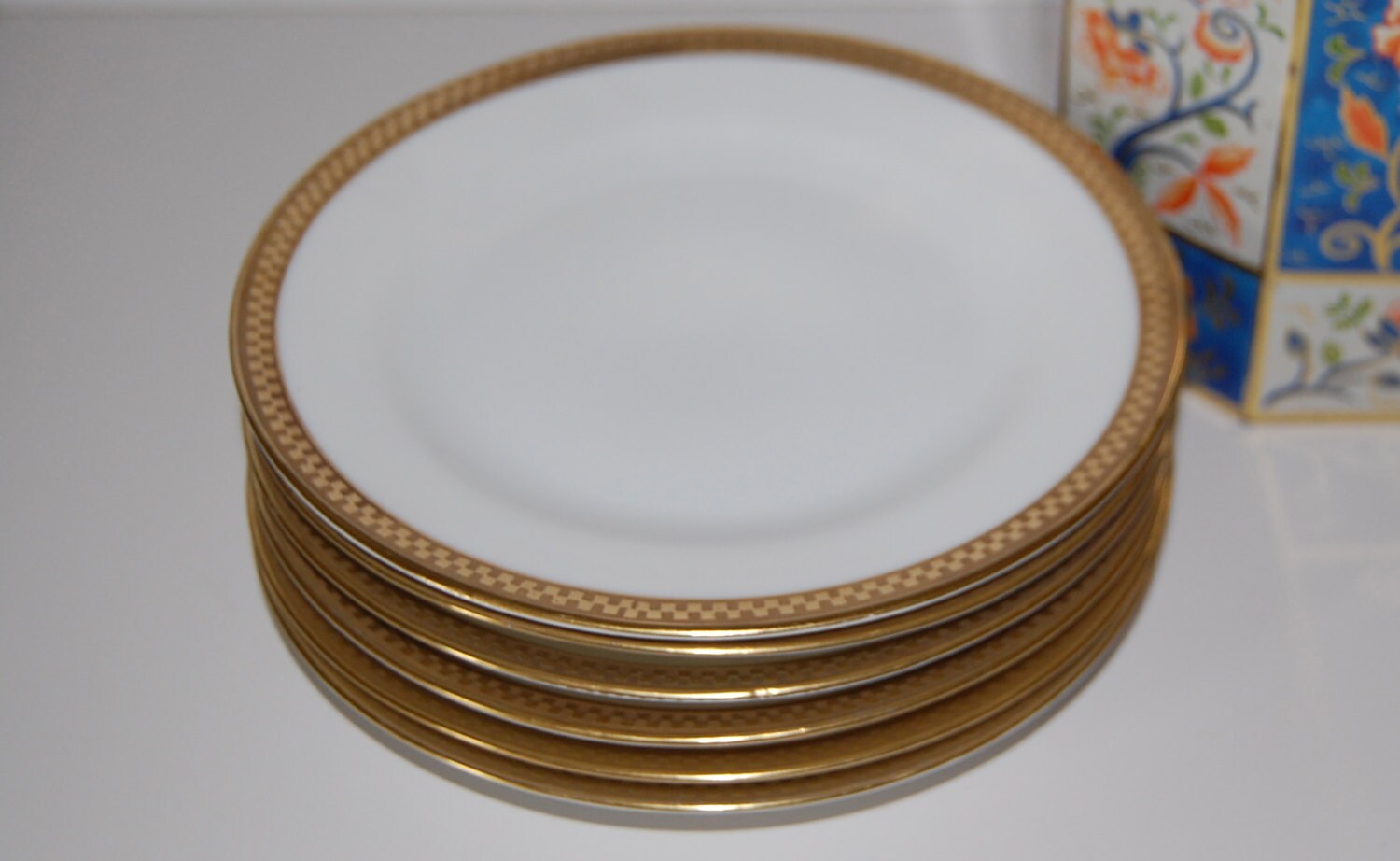 Six Royal Bayreuth Bavaria Gold Rimmed China Dishes 6 by MaceSpace
