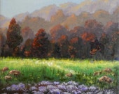Impressionistic Scenic Meadow Landscape Oil Painting Impressionistic Scenic Meadow Landscape Oil Painting