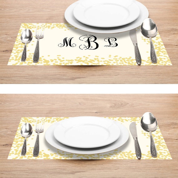 Monogram Paper Placemats Antique Gold Color by