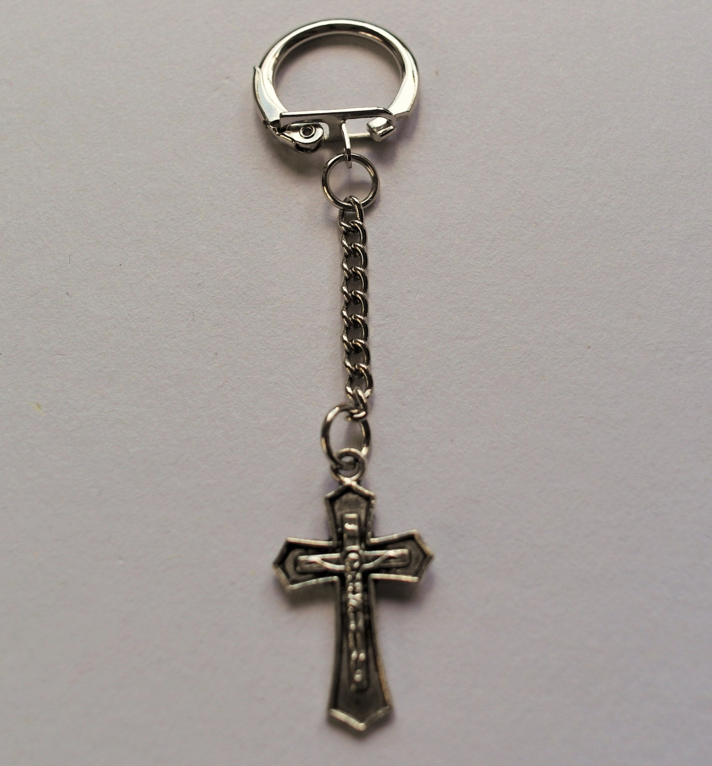 crucifix key ring chain by JosThrift on Etsy