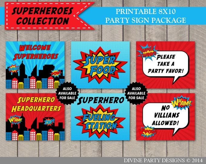 SALE INSTANT DOWNLOAD Superhero Printable Photo Booth Props with Editable Text Bubble / Printable Diy / Superheroes Collection / Item #508