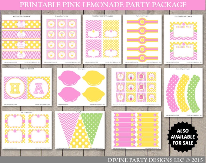 SALE INSTANT DOWNLOAD Pink Lemonade Printable I am 1 Banner/ Diy Printables / Pink Lemonade Collection / Item #407