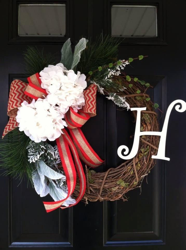 Perfect All Winter Long Wreath - Winter Wreath - Personalized Grapevine Hydrangea Wreath