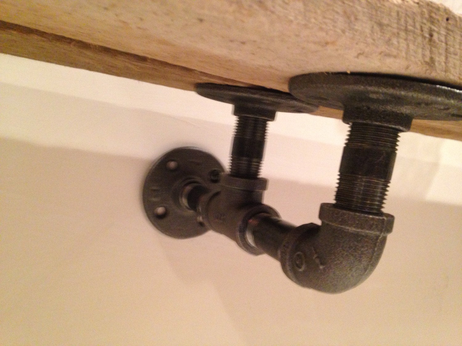 Two Industrial black pipe double shelf by CUTTINGEDGECRAFTSMEN