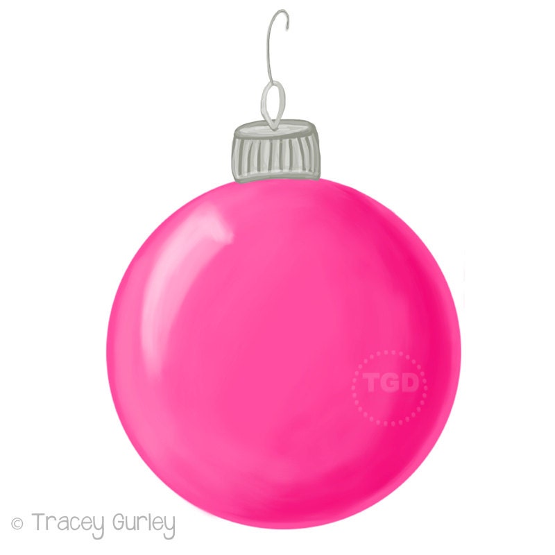 Pink Christmas Ornament Clip Art Hand Painted Clip Art