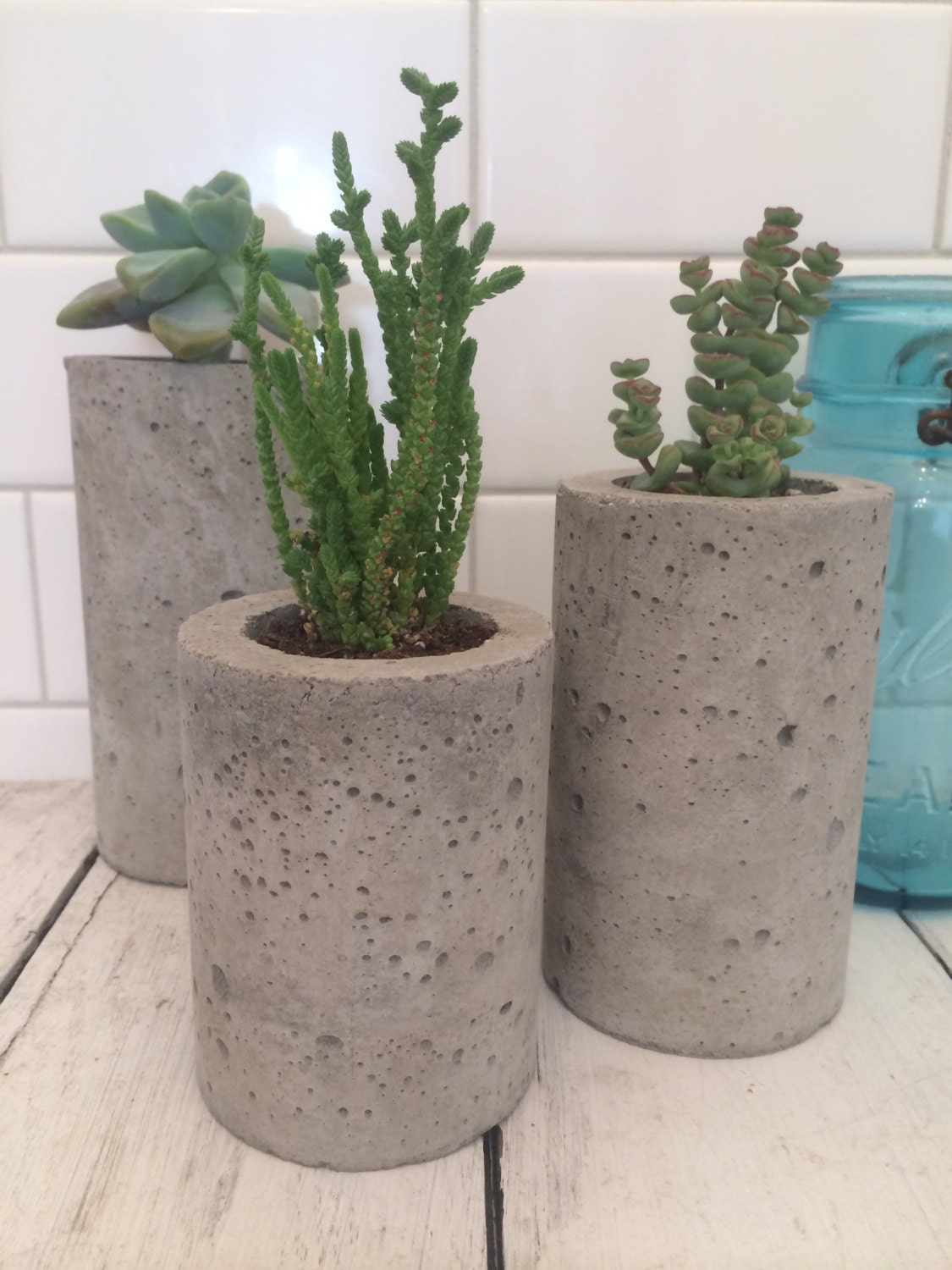 Concrete Succulent Planters. Urba Planters. set of 3 by UCdesign