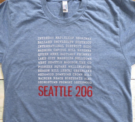Seattle mens neighborhood Tshirt.American apparel WA shirt.