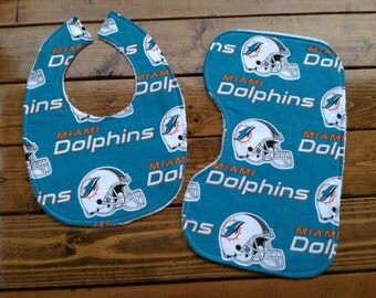 Miami Dolphins Bib, Miami Dolphins Baby, Dolphins Burp Cloth, Football Bib Set, Football Baby Gift, Miami Dolphins Fan, Miami Dolphins Gift
