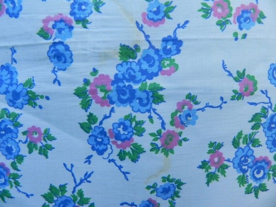 ... cotton , floral fabric, flour sack style. Pink and blue floral cotton