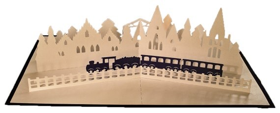 3D SVG PDF Pop up Layered card Christmas train